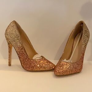 Shoe Dazzle Glitter Rose Gold Teagan Pumps Heels 5 Inch Size‎ 7.5 New